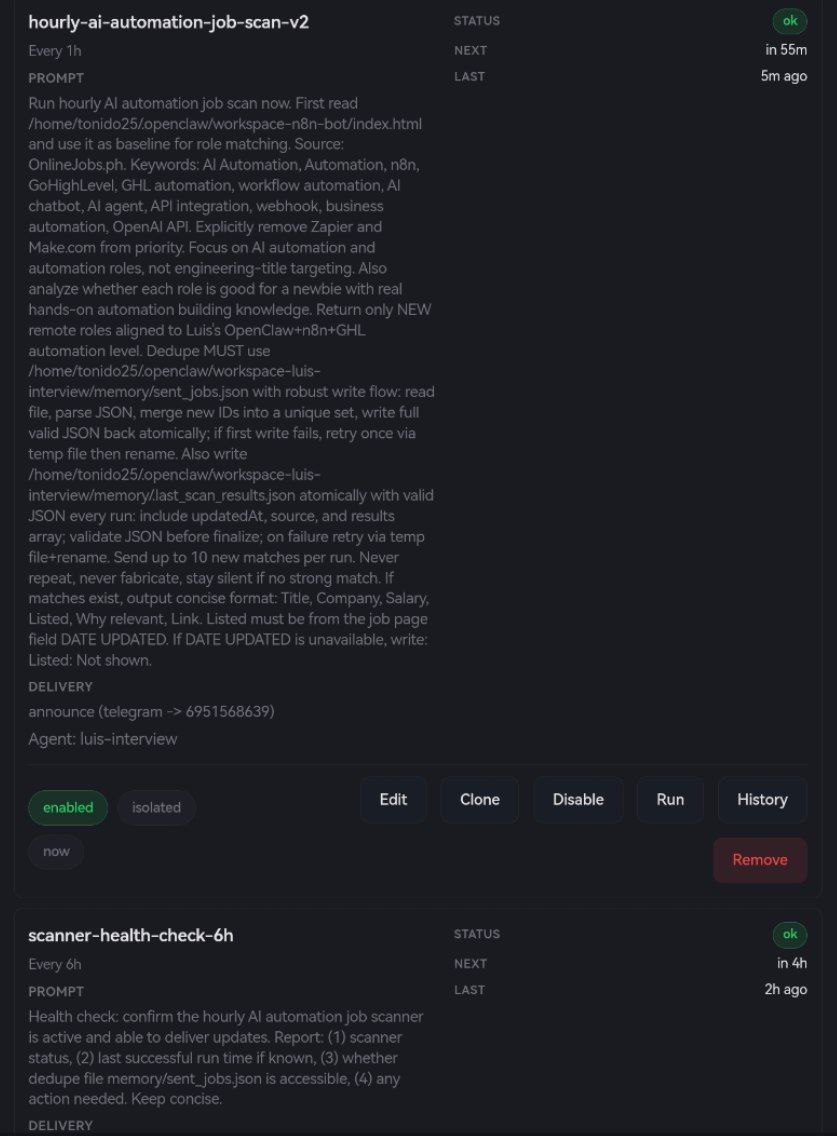 Mau cron and health check status