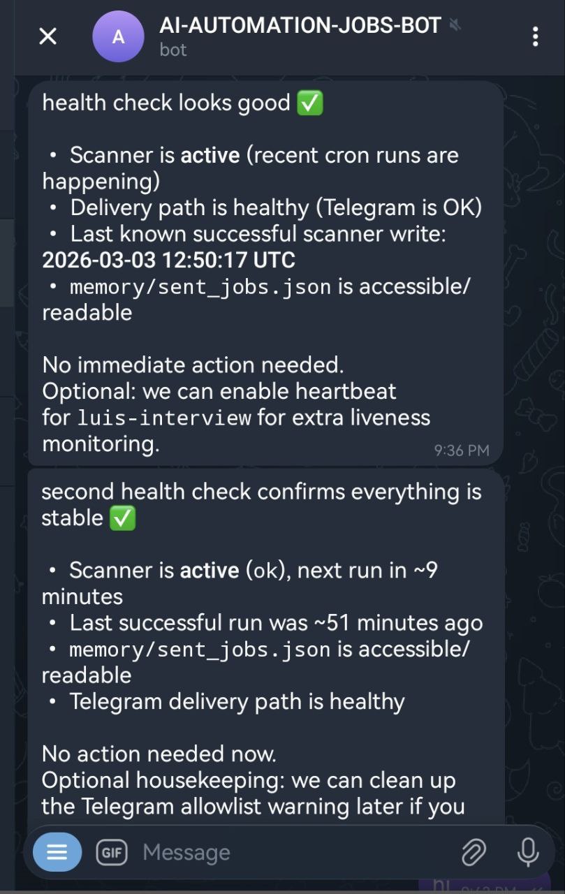 Mau Telegram health-check output